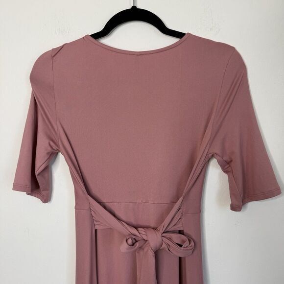 Mother Bee NWT Medium Dusty Pink Mauve Maternity Knee Length Jersey Knit Dress - Picture 9 of 14